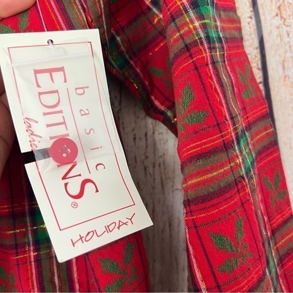 Vintage Basic Editions Womens Christmas Holiday Woven Shirt size Large - Picture 4 of 12